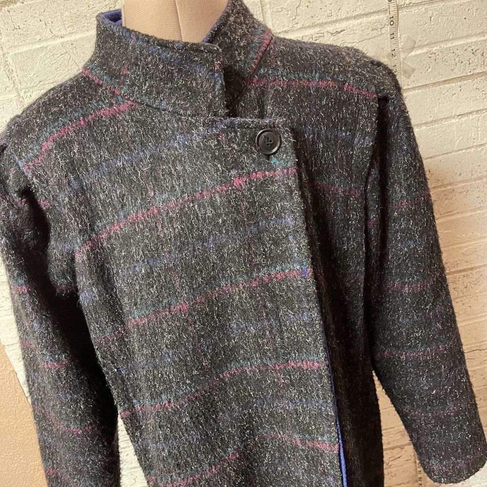 Vintage New York Girl Blue Black Plaid Union Made Jacket 14